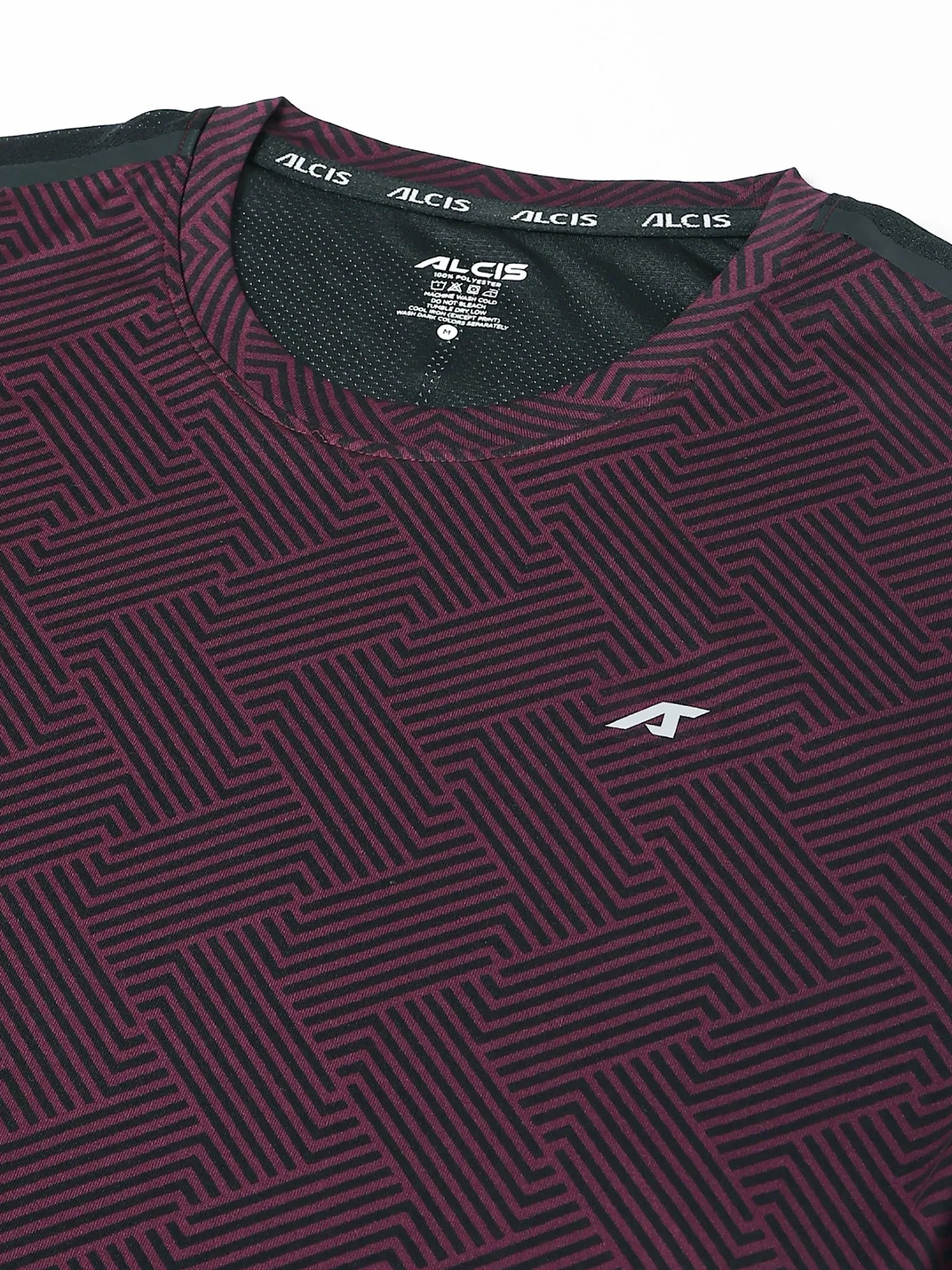Alcis Men Burgundy Drytech  Anti-Static Slim-Fit Round Neck Running T-Shirt Urban Chic