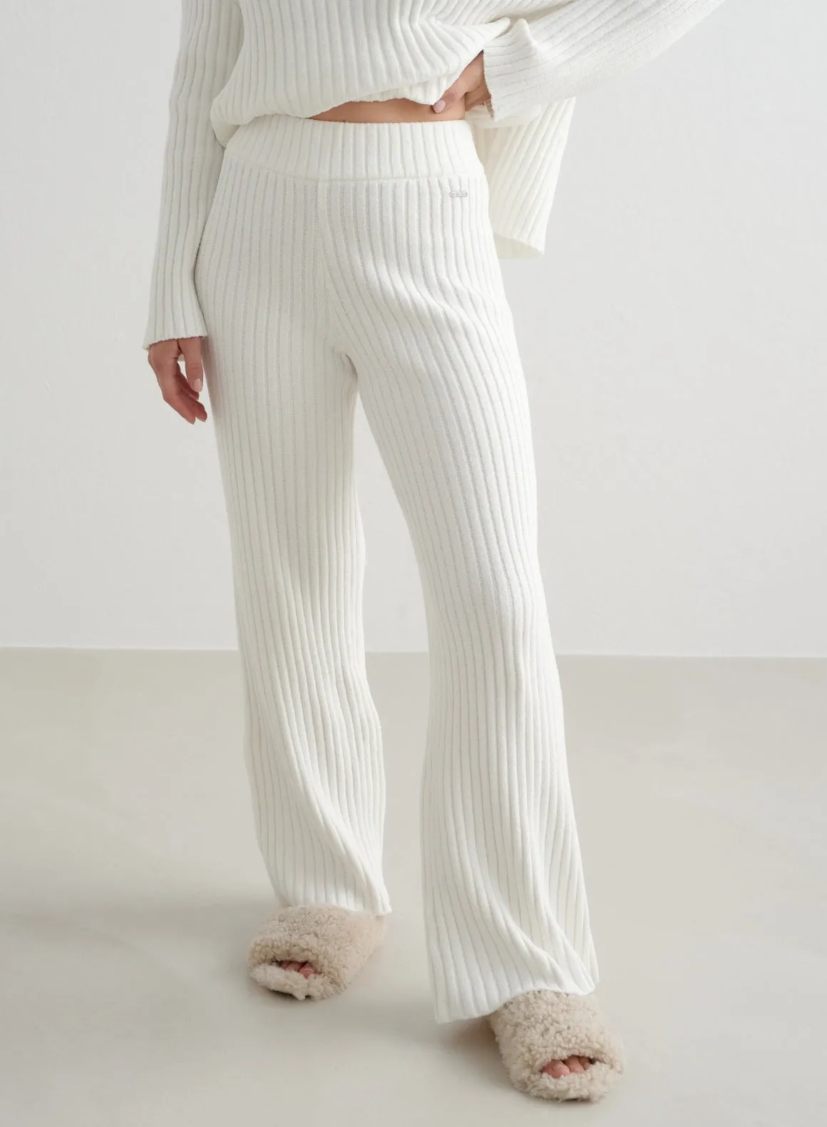 Natural Arid zone Almond White Rib Knit Set