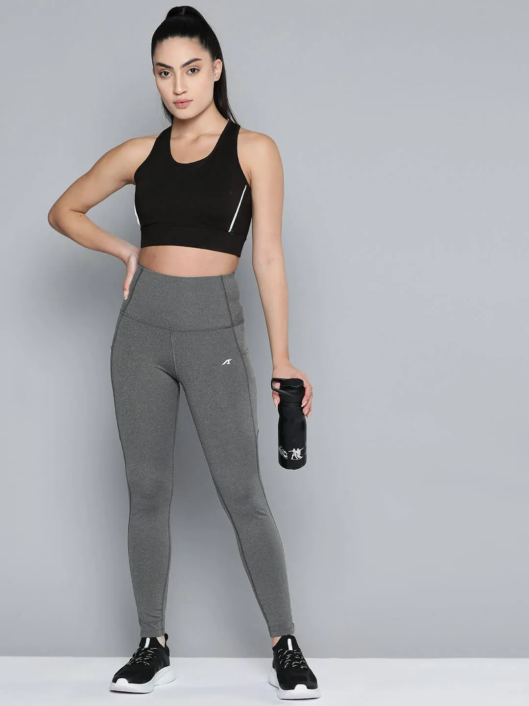 Alcis Women Grey Solid Gym Tights Weekend Trip Unisex Style