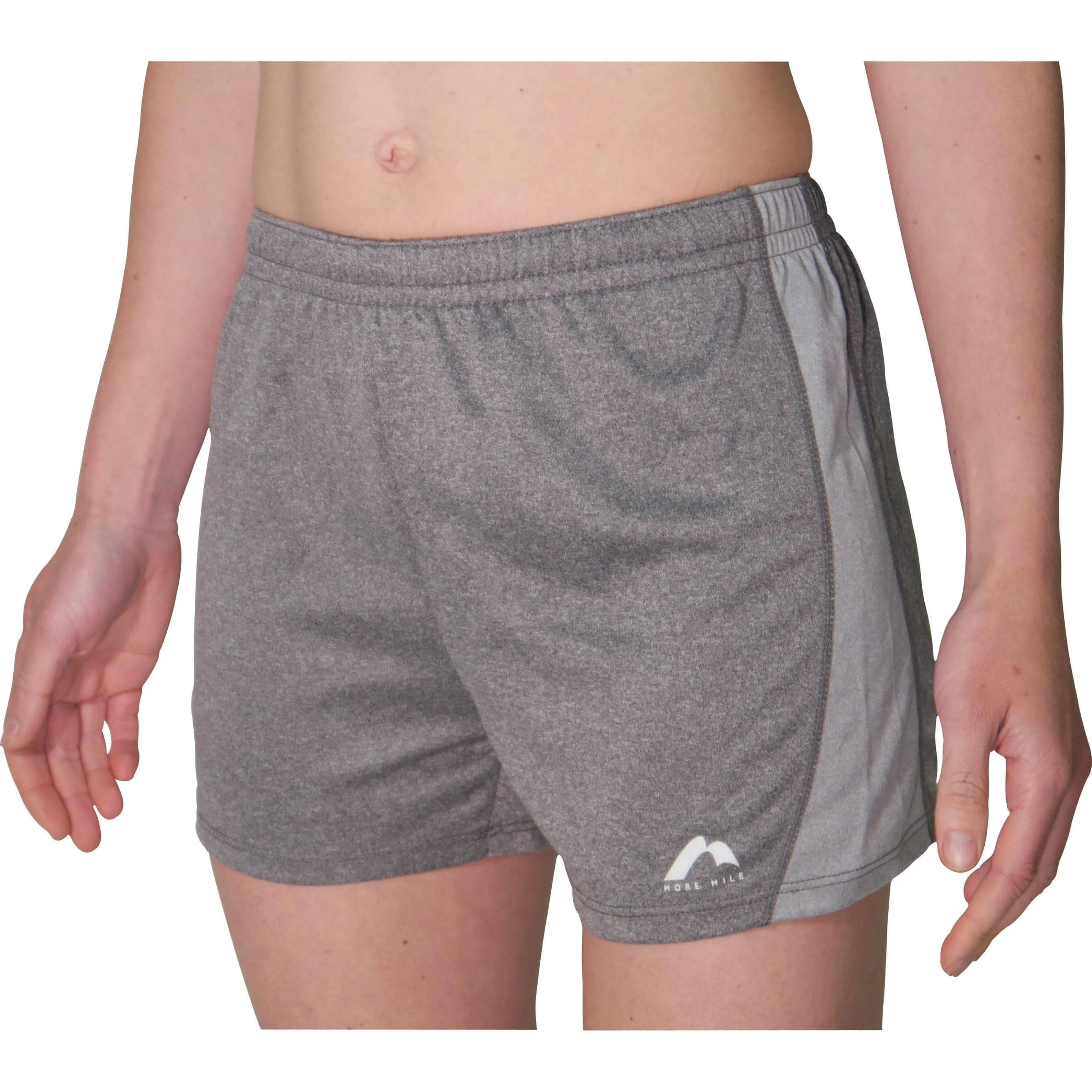 More Mile Marl Jersey Womens Training Shorts - Grey hip look