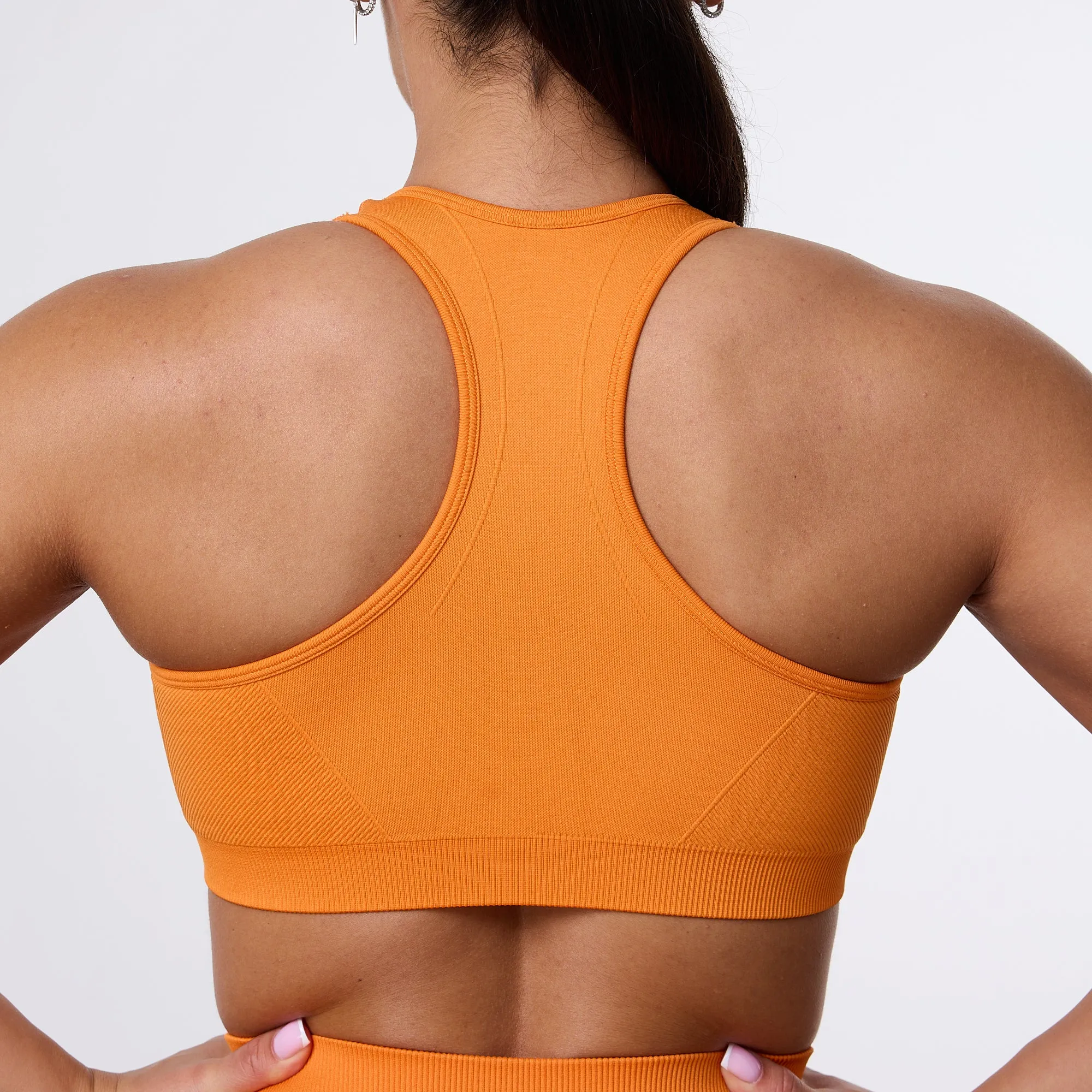 Vanquish Elevate Seamless Orange Support Bra Heat-sealed seams