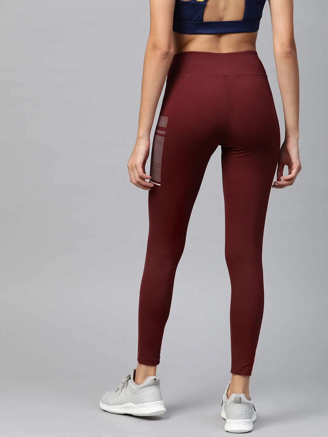 Alcis Women Maroon Solid Cropped Tights Modern Cut