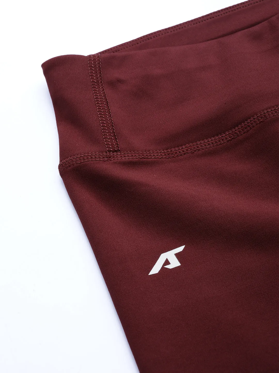Alcis Women Maroon Solid Cropped Tights Silky Soft