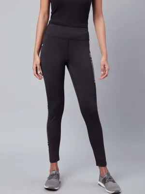 Alcis Women Black Solid Secure Fit Cropped Training Tights Eco Friendly Gym Workout
