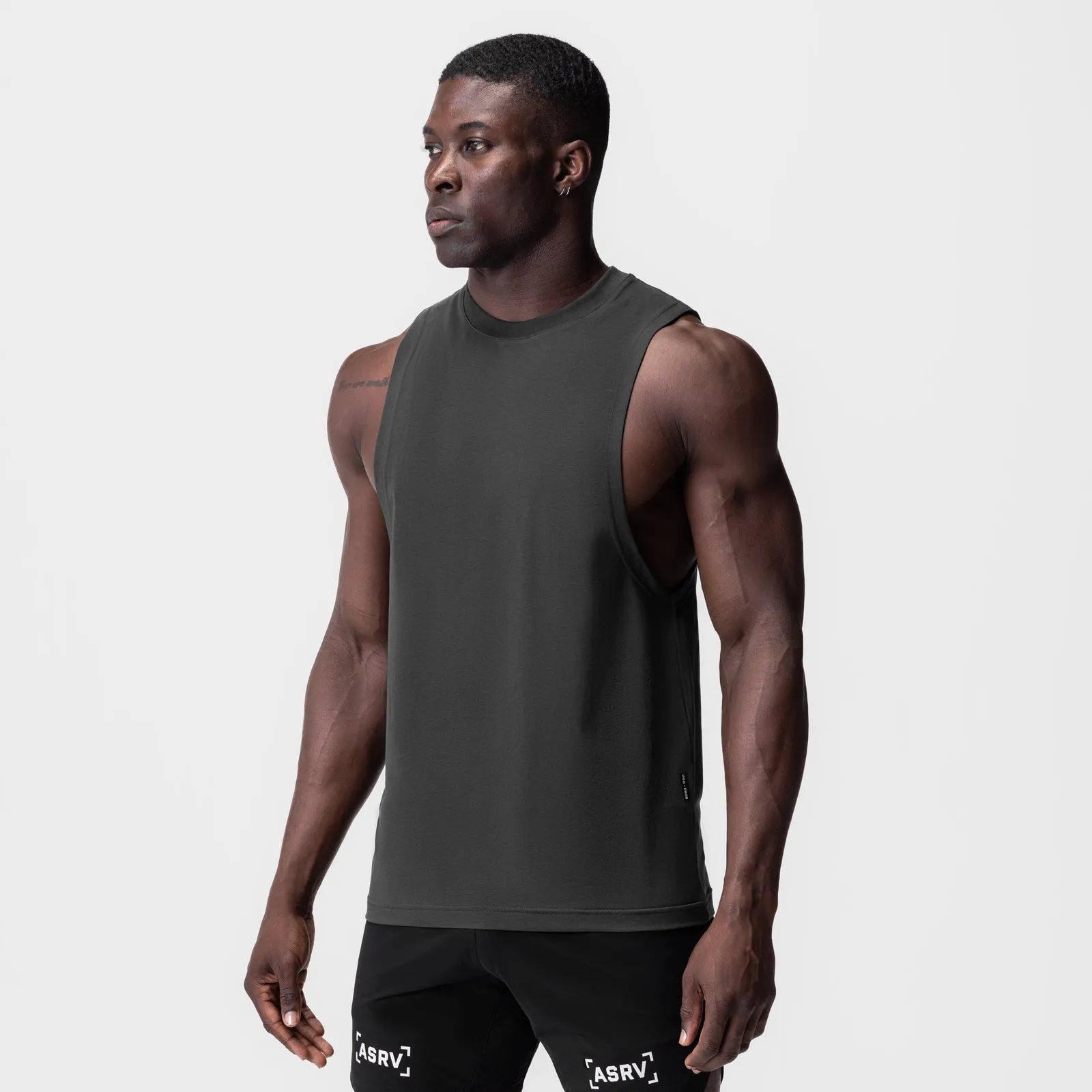 0926. Supima? Muscle Tank - Space Grey Drop Shoulder Design