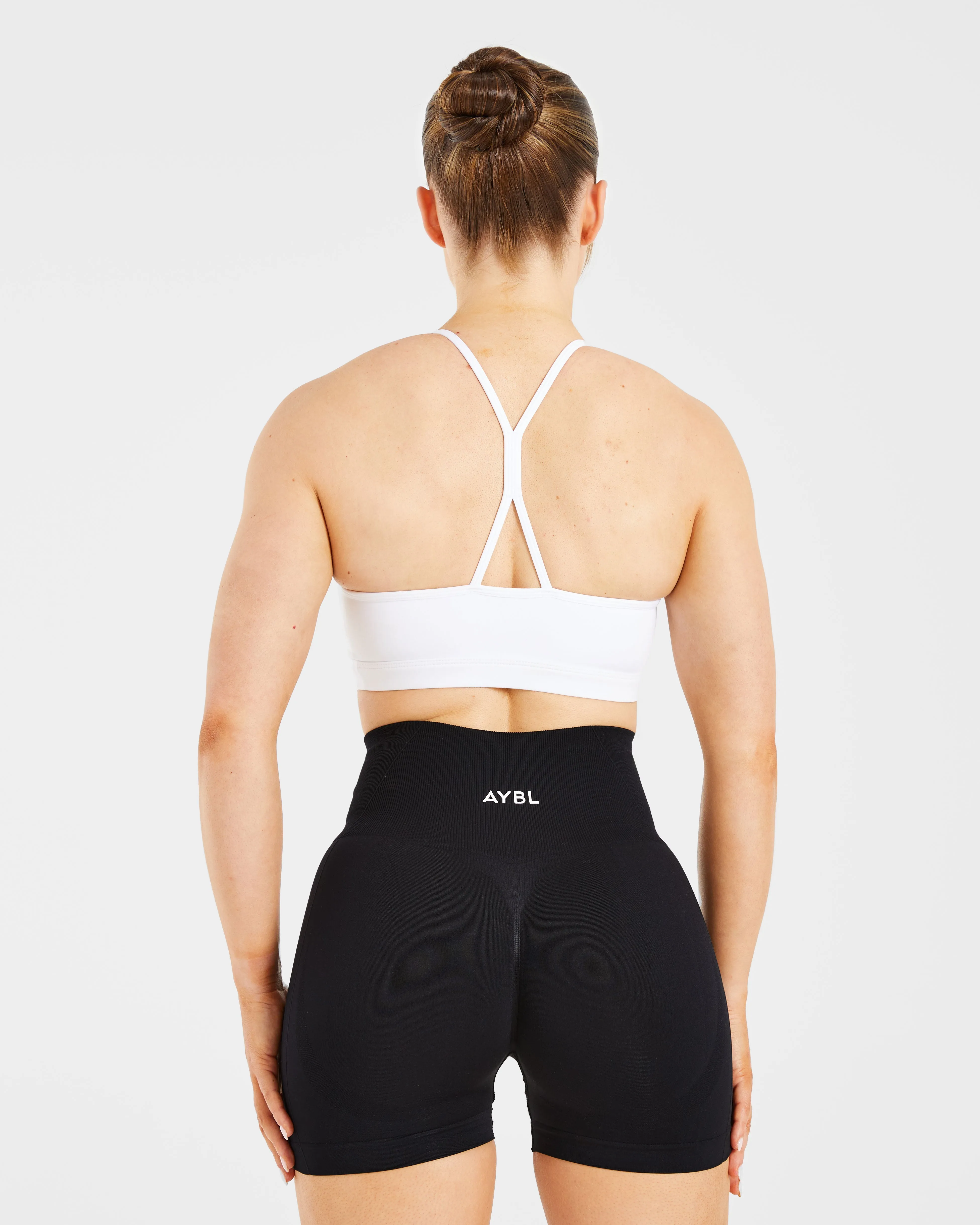 Essential Ruched Sports Bra - White Ultra Soft Interior Seam-Free Construction