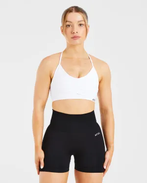 Essential Ruched Sports Bra - White Wide Straps