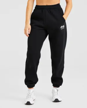 AYBL Sports Club Oversized Joggers - Black/White High Elasticity Wide Underband Support