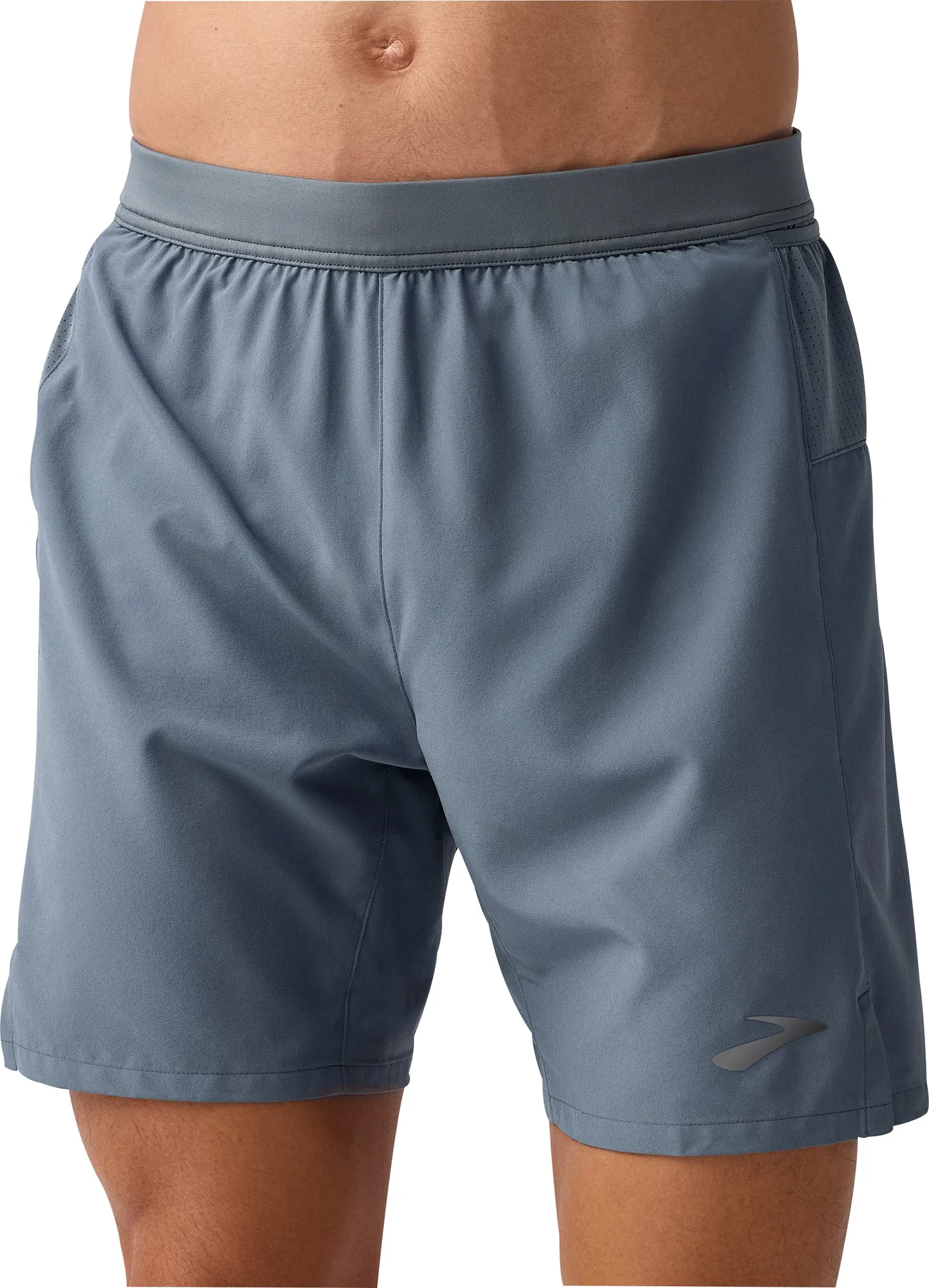 Brooks 7 Inch Journey 2 In 1 Mens Running Shorts - Grey Stretchable Waistband