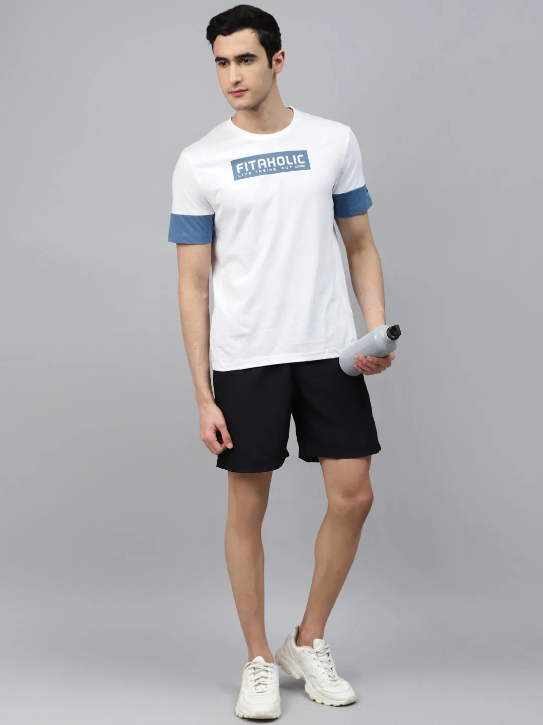 Alcis Men Color Block White Crew Flash Core Story Glow