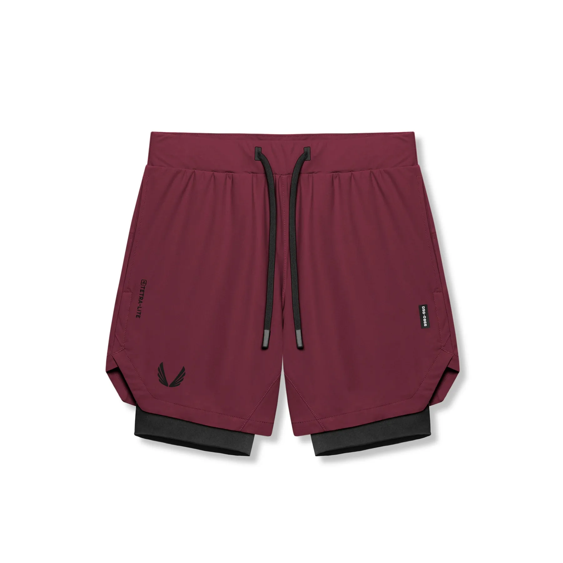0866. Tetra-Lite? 7" Liner Short - Crimson "Wings"/Black Double Layered Reinforcement