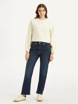 Everyday Party Look Unisex Fashion Women's Dark Blue Wedgie Straight Fit Mid Rise Jeans