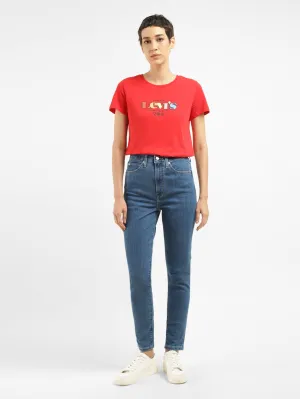 Women's Blue Skinny Fit High Rise Jeans Sunny Vibes Vibrant Relaxed Style