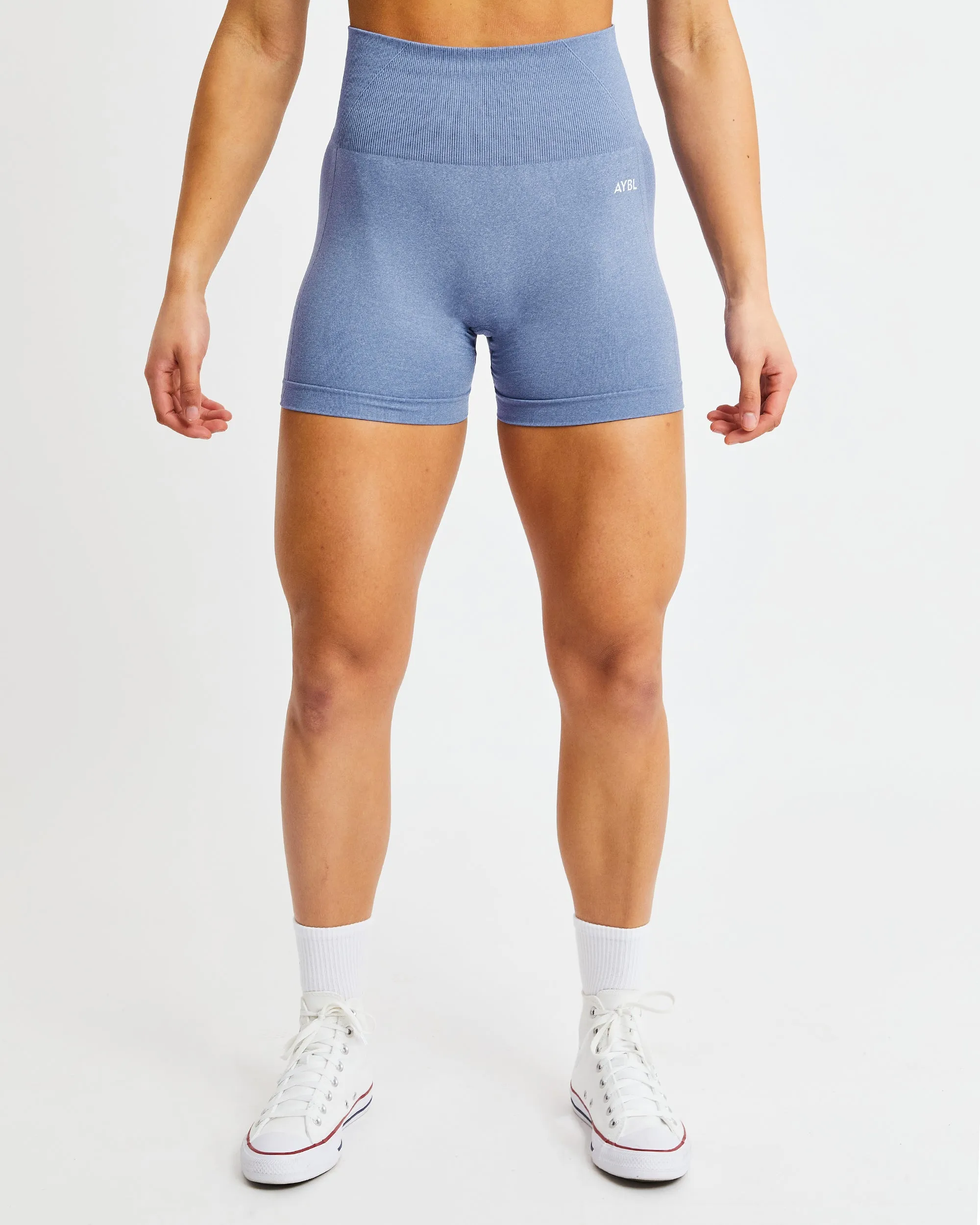 Empower Seamless Shorts - Blue Marl Recycled Polyester music event look
