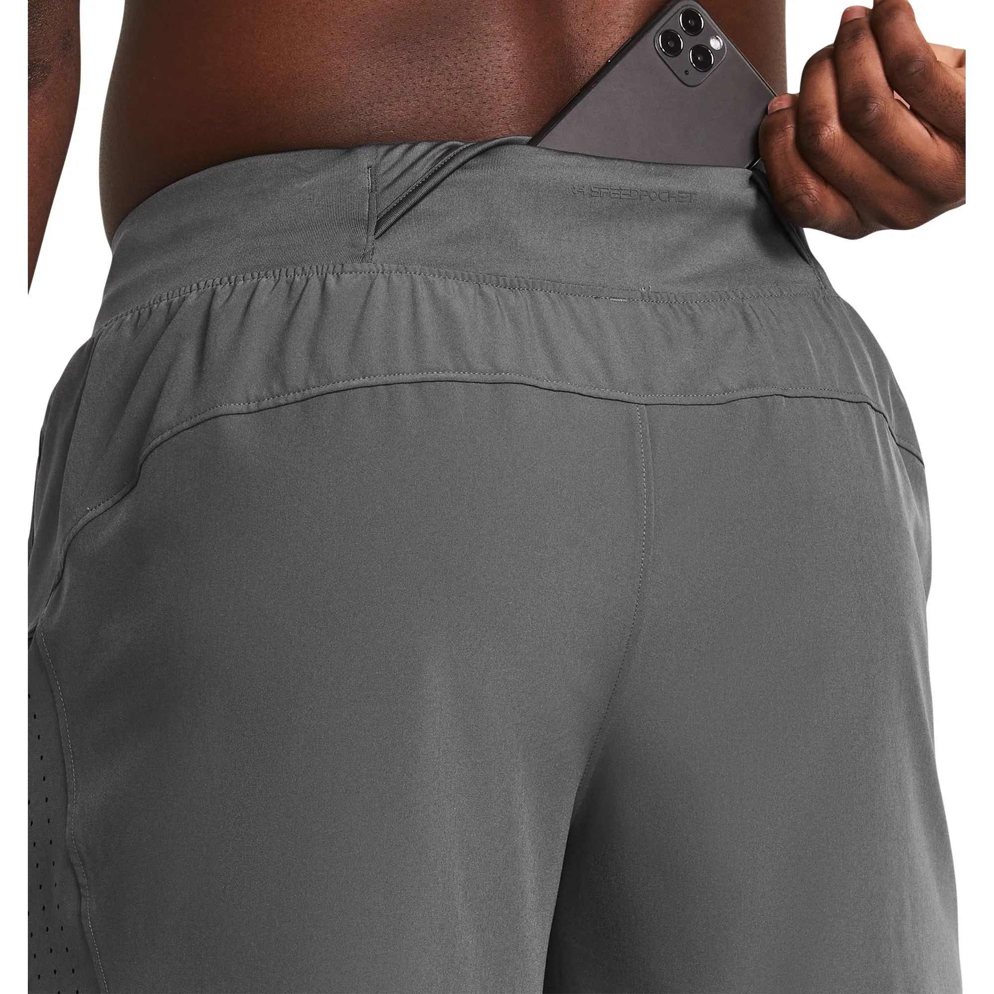 Anti Chafe Seamless Under Armour Launch Elite 5 Inch Mens Running Shorts - Grey