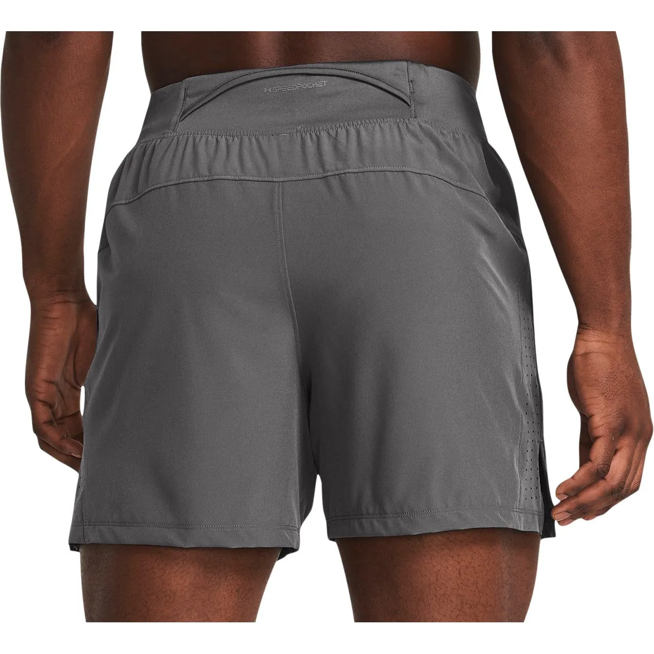Under Armour Launch Elite 5 Inch Mens Running Shorts - Grey semi - formal event Quick Access Zip Pockets