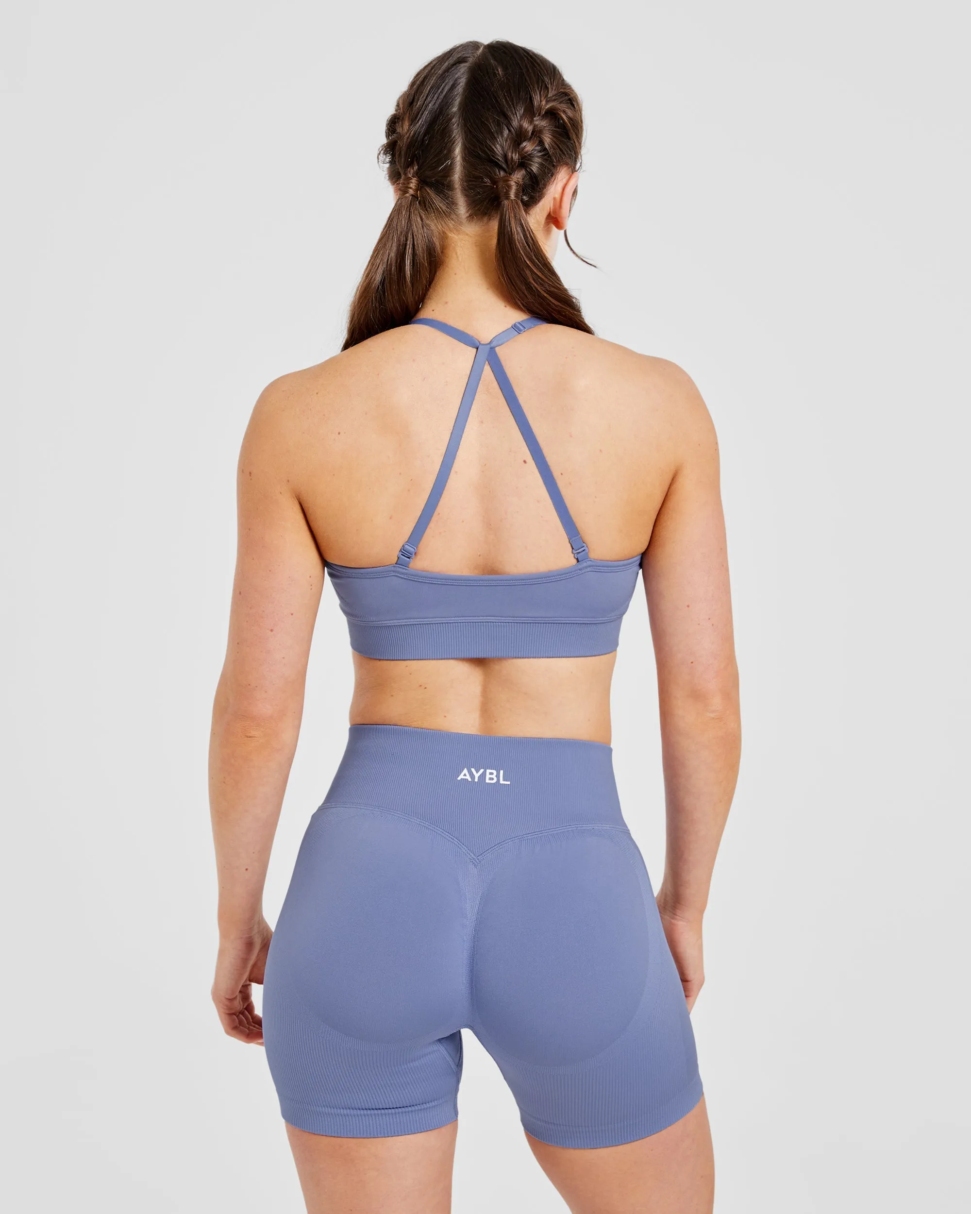 Adapt Seamless Sports Bra - Iris Blue racerback