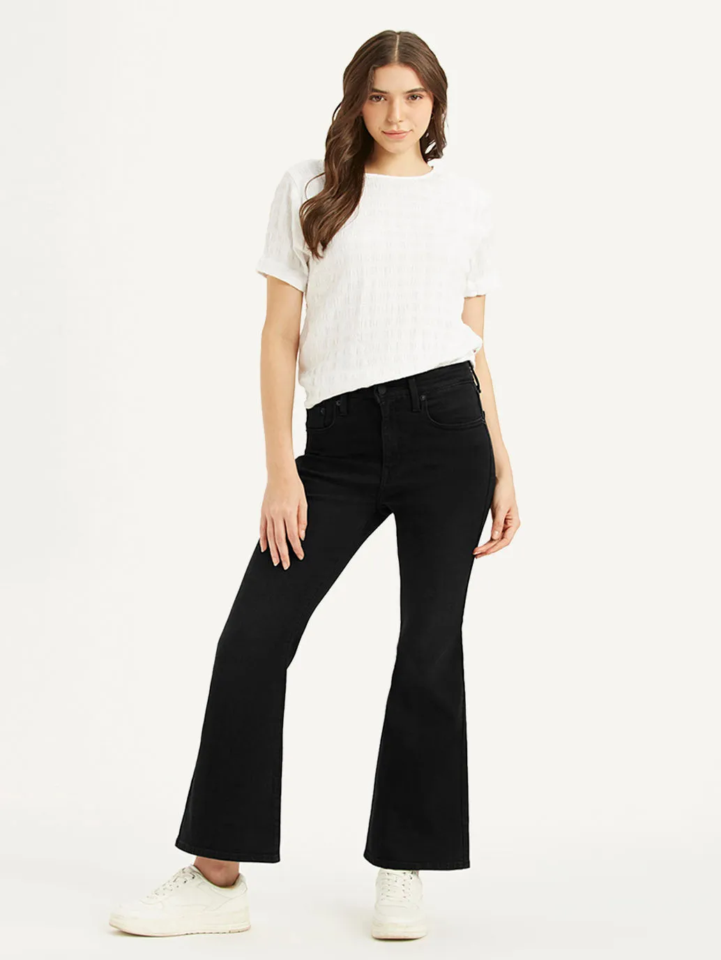 Calm Aesthetic Women's 726 Black Flared Fit High Rise Jeans