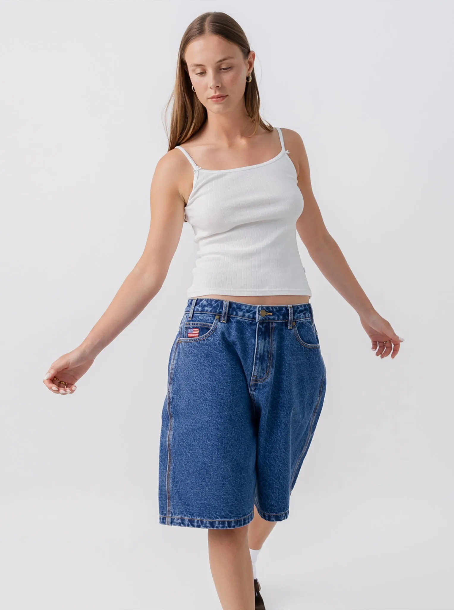 Baggy Denim Shorts Athletic Comfort Sweat Wicking Channels