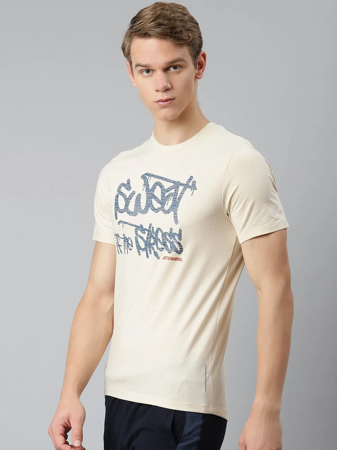 Picnic Fun Summer Air Alcis Men Solid Beige Tshirts