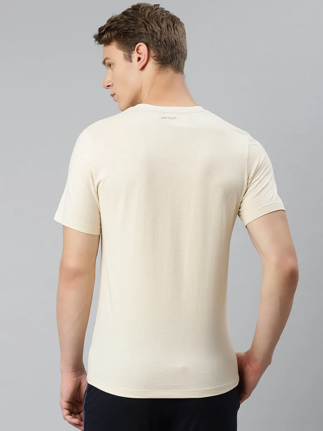 Ultraviolet Protection Alcis Men Solid Beige Tshirts