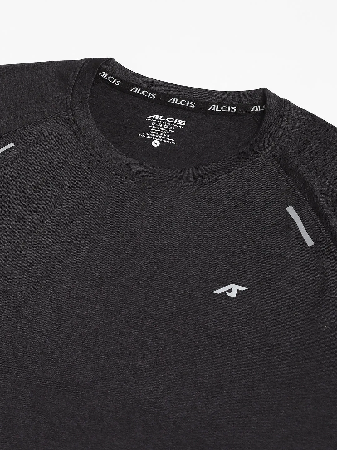 Airtight Zipper Alcis Men Black & Dark Grey Soft-Tech Anti-Static Slim-Fit Athleisure T-Shirt