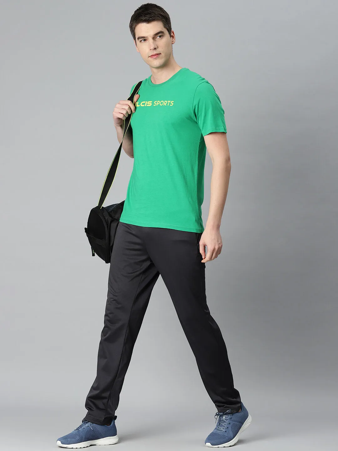 Alcis Men Green Typography Printed Sports T-shirt UVProtection Coating Fairy Touch