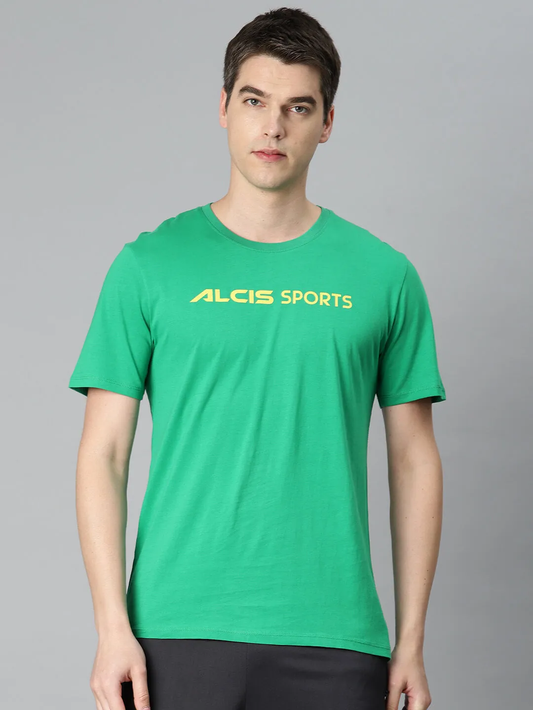 London Edge Alcis Men Green Typography Printed Sports T-shirt