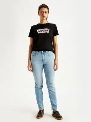 Women's 724 Light Blue Straight Fit High Rise Jeans Quick Dry Fabric