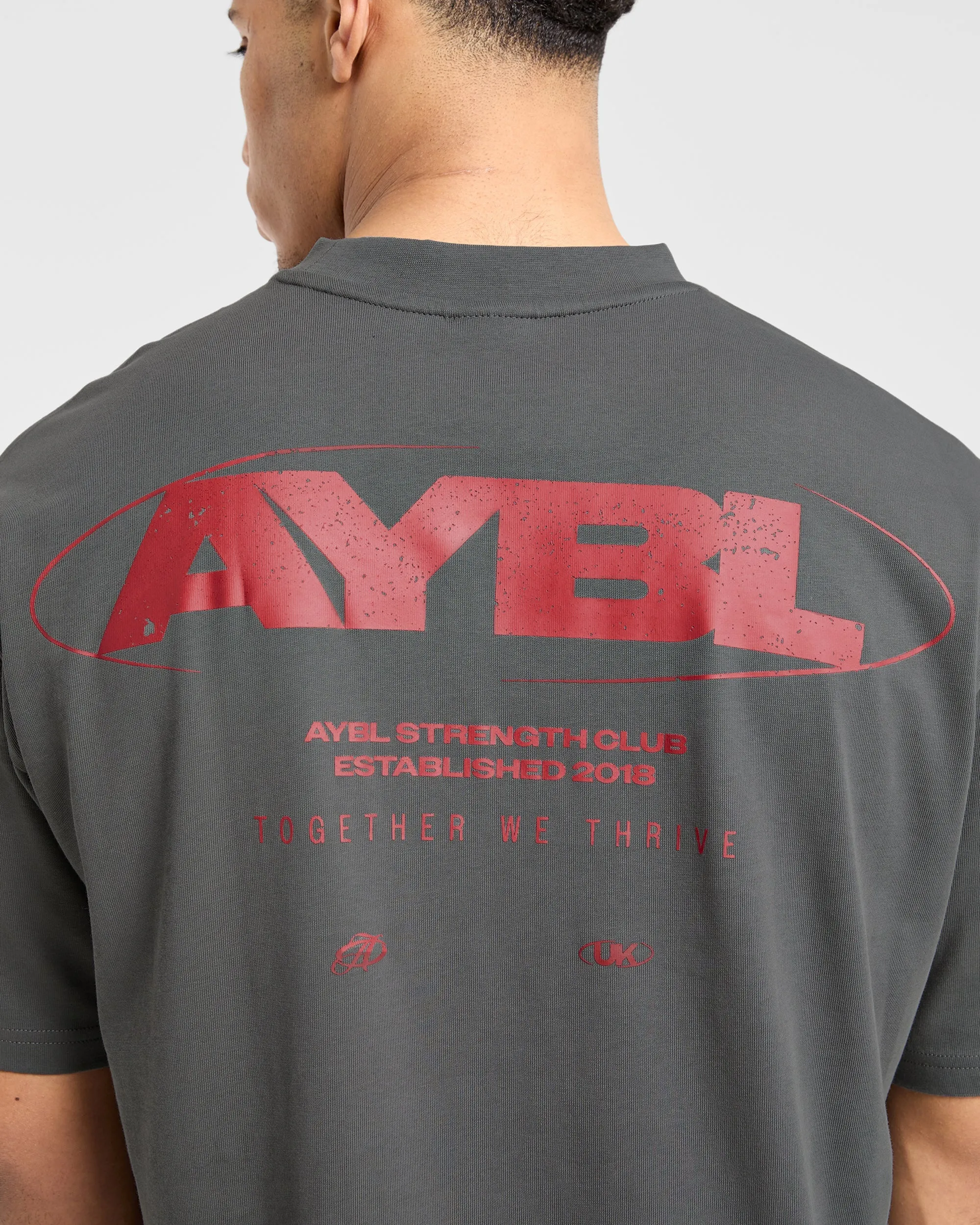 Christmas Orbit Oversized T Shirt - Charcoal/Red