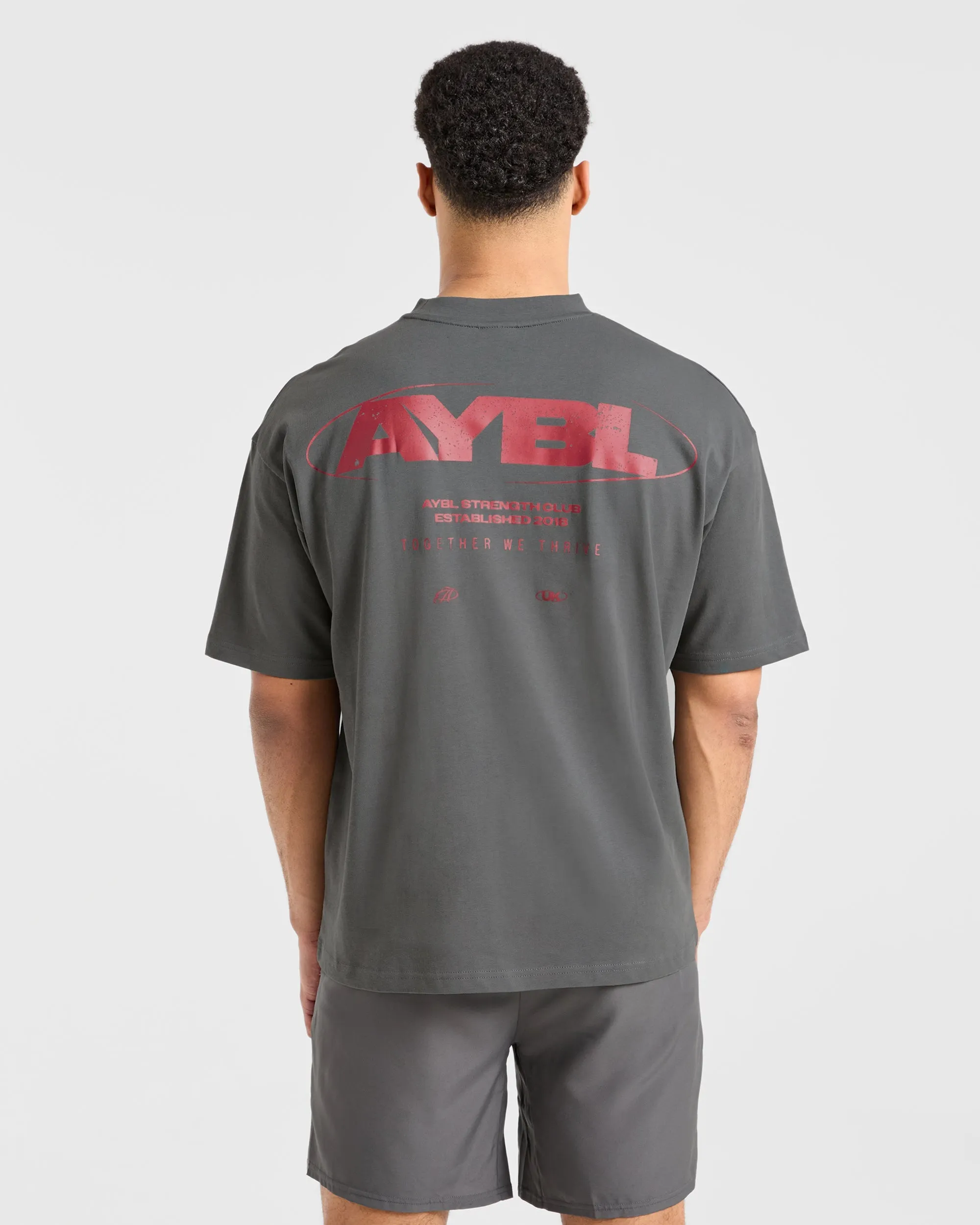Orbit Oversized T Shirt - Charcoal/Red skinny but not tight