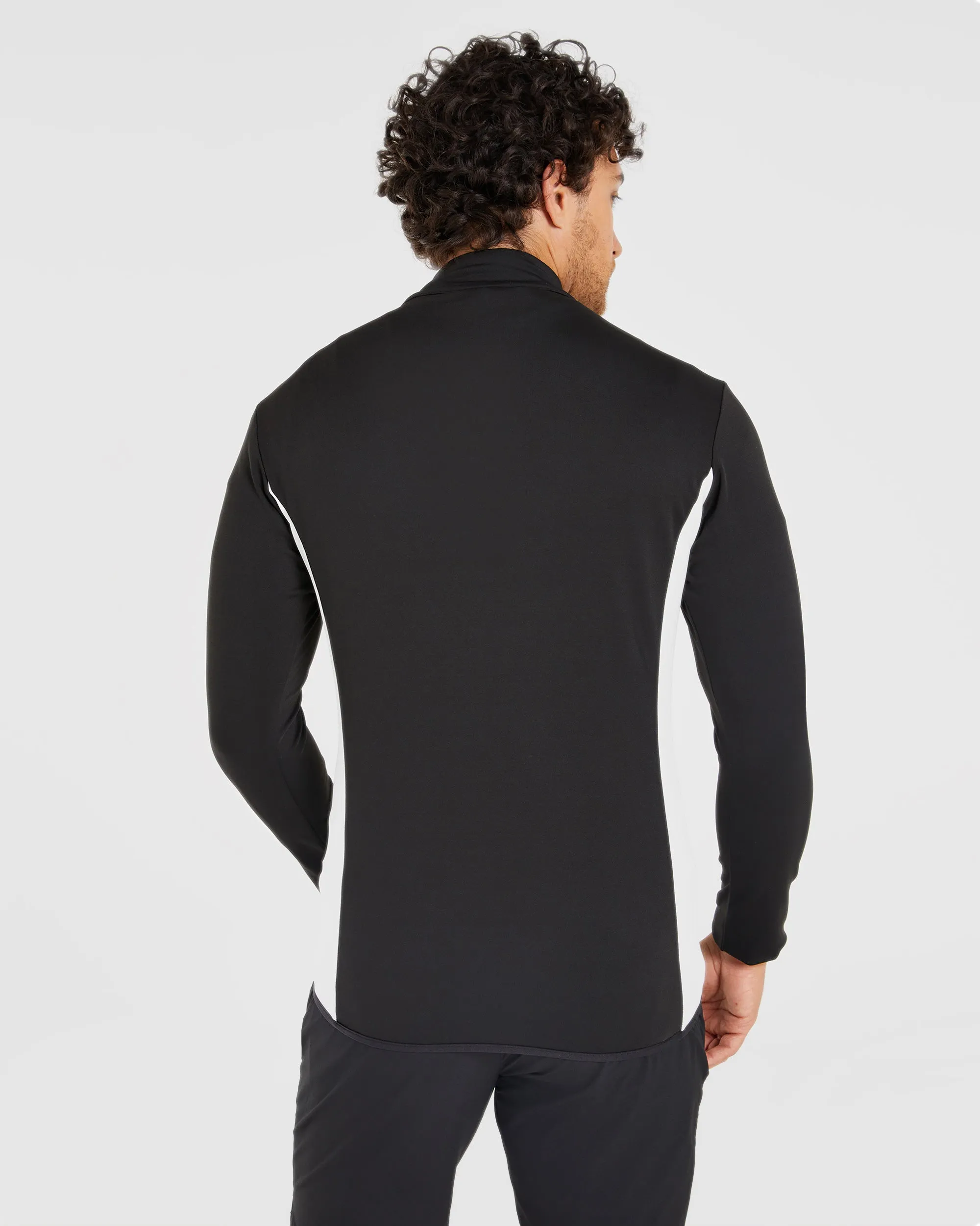 Subtle pattern Performance 1/4 Zip Pullover - Black