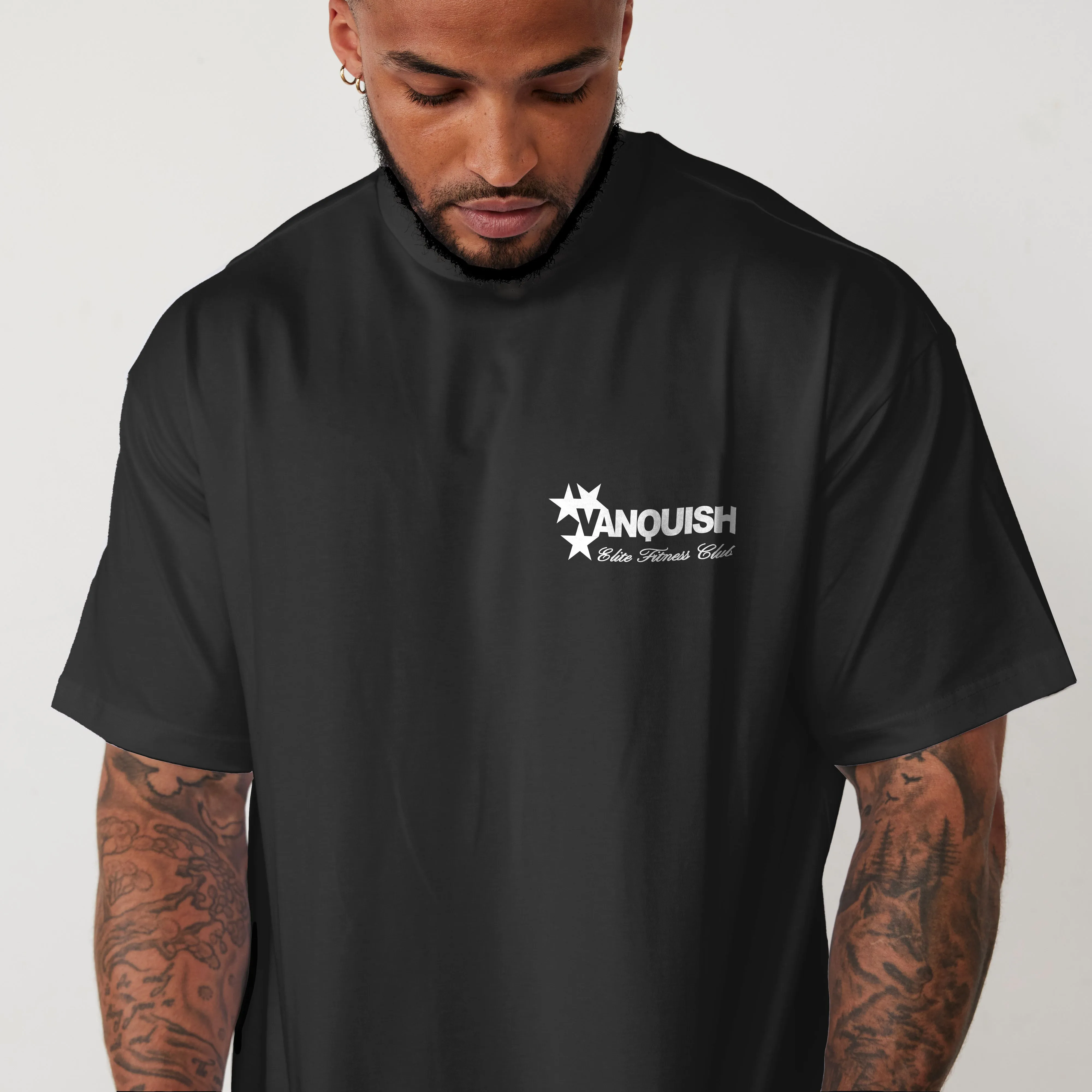 Vanquish Revolve Multi Star Black Oversized T Shirt layerable Sleeveless