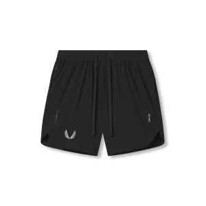 0823. Tetra-Lite? 7" Linerless Short - Black "White Wings" Mood Casual