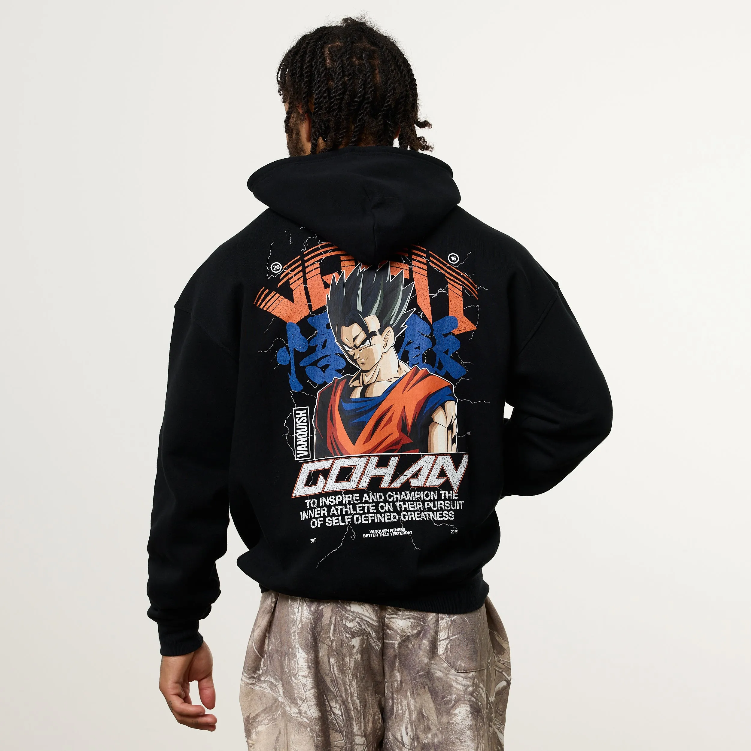 Mardi Gras wear All Season Wear Vanquish DBS Gohan Black Hoodie