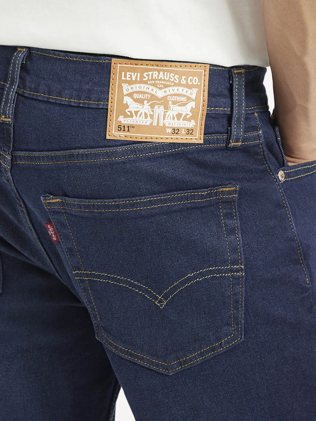 Sunny Vibes Casual Men's 511 Dark Blue Slim Fit Mid Rise Jeans