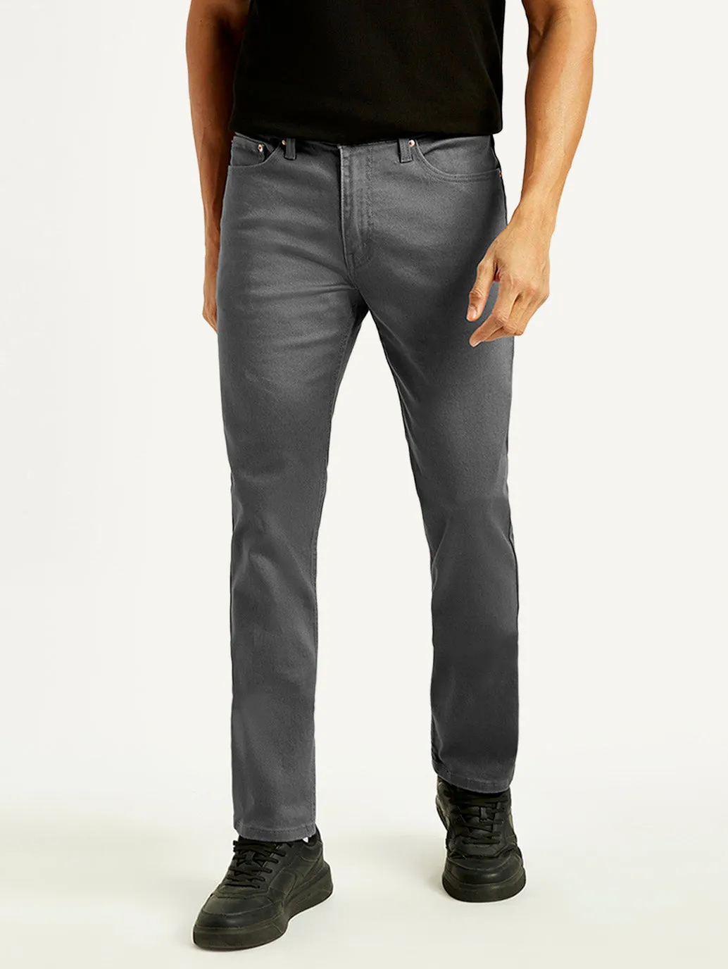 Men's 511 Charcoal Grey Overdyed Slim Fit Mid Rise Jeans Easy Match