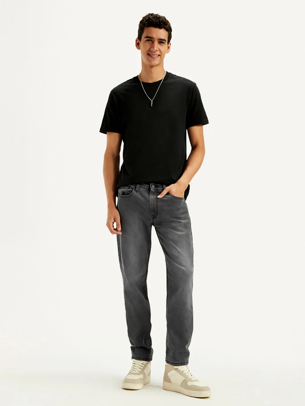 Sleek Option Urban Mood Men's 511 Charcoal Grey Slim Fit Mid Rise Jeans
