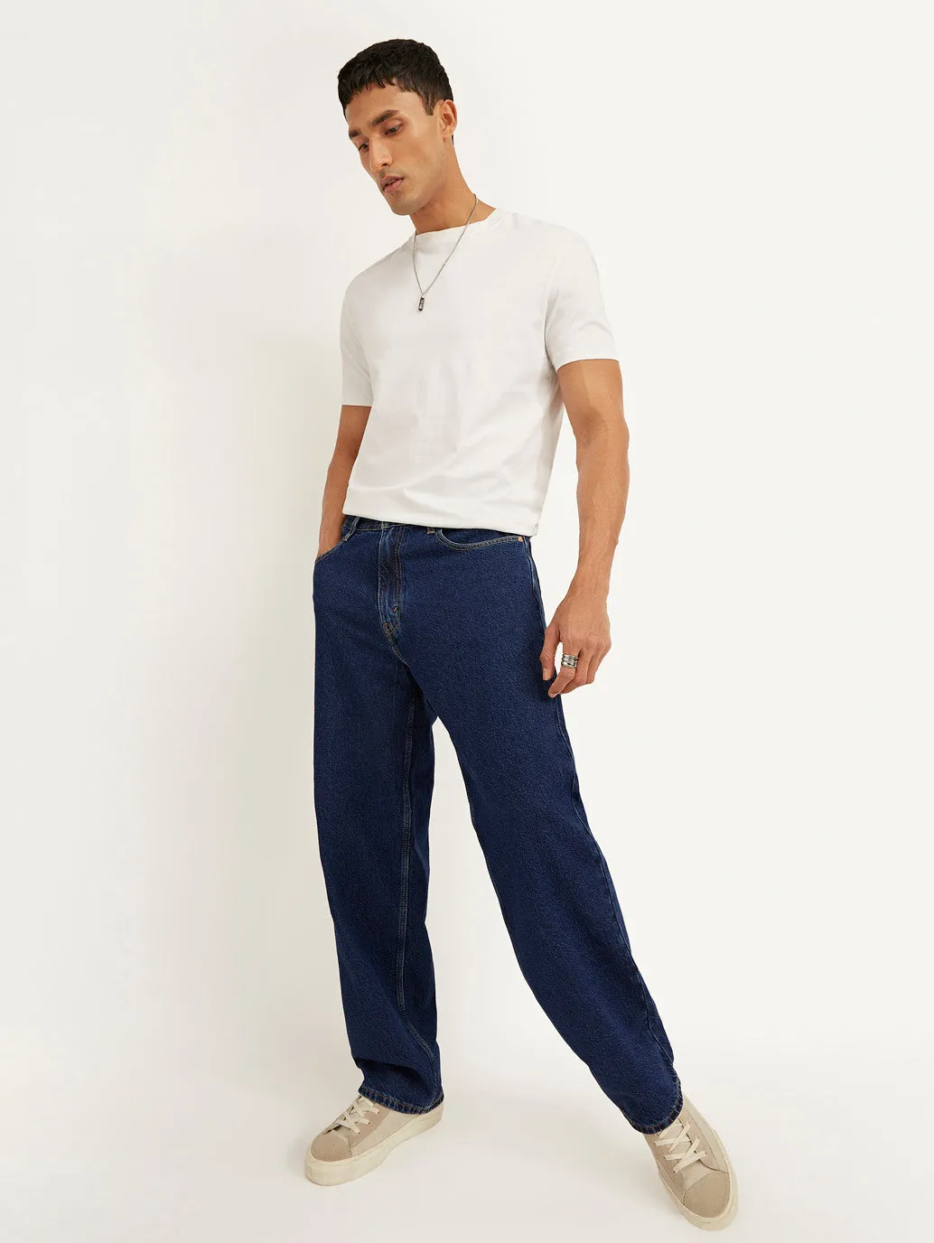 Easy Essentials Daily Style Men's 578 Navy Blue Loose Fit Mid Rise Jeans