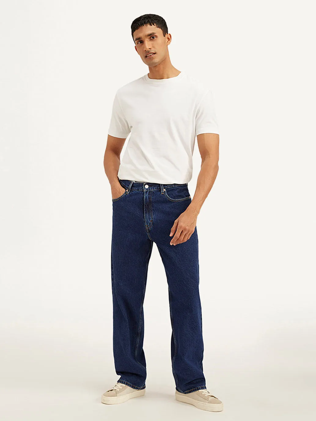 Men's 578 Navy Blue Loose Fit Mid Rise Jeans Festival Outfit Urban Explorer