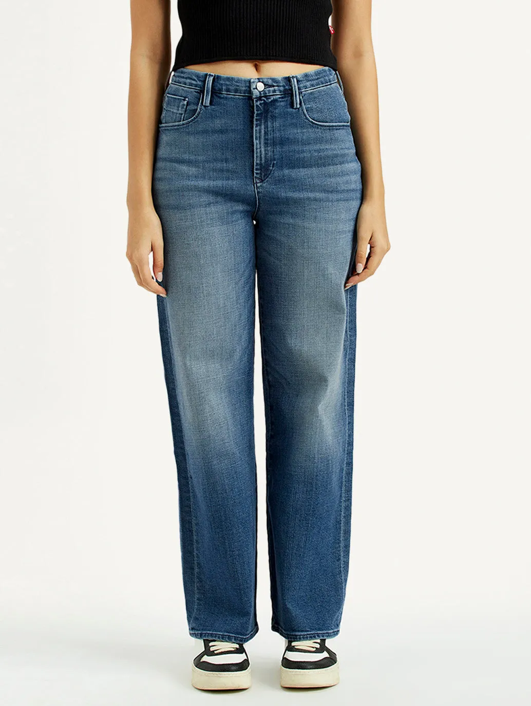 Morning Stroll Evening Stroll Trend Setter Subtle Look Women's Redloop Med Indigo Mile High Wide Leg Fit High Rise Jeans