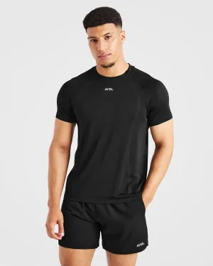 Attain Seamless T Shirt - Black Cotton Blend