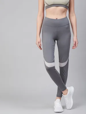 Alcis Women Grey Solid Training Tights Outdoor Lover Compression Support
