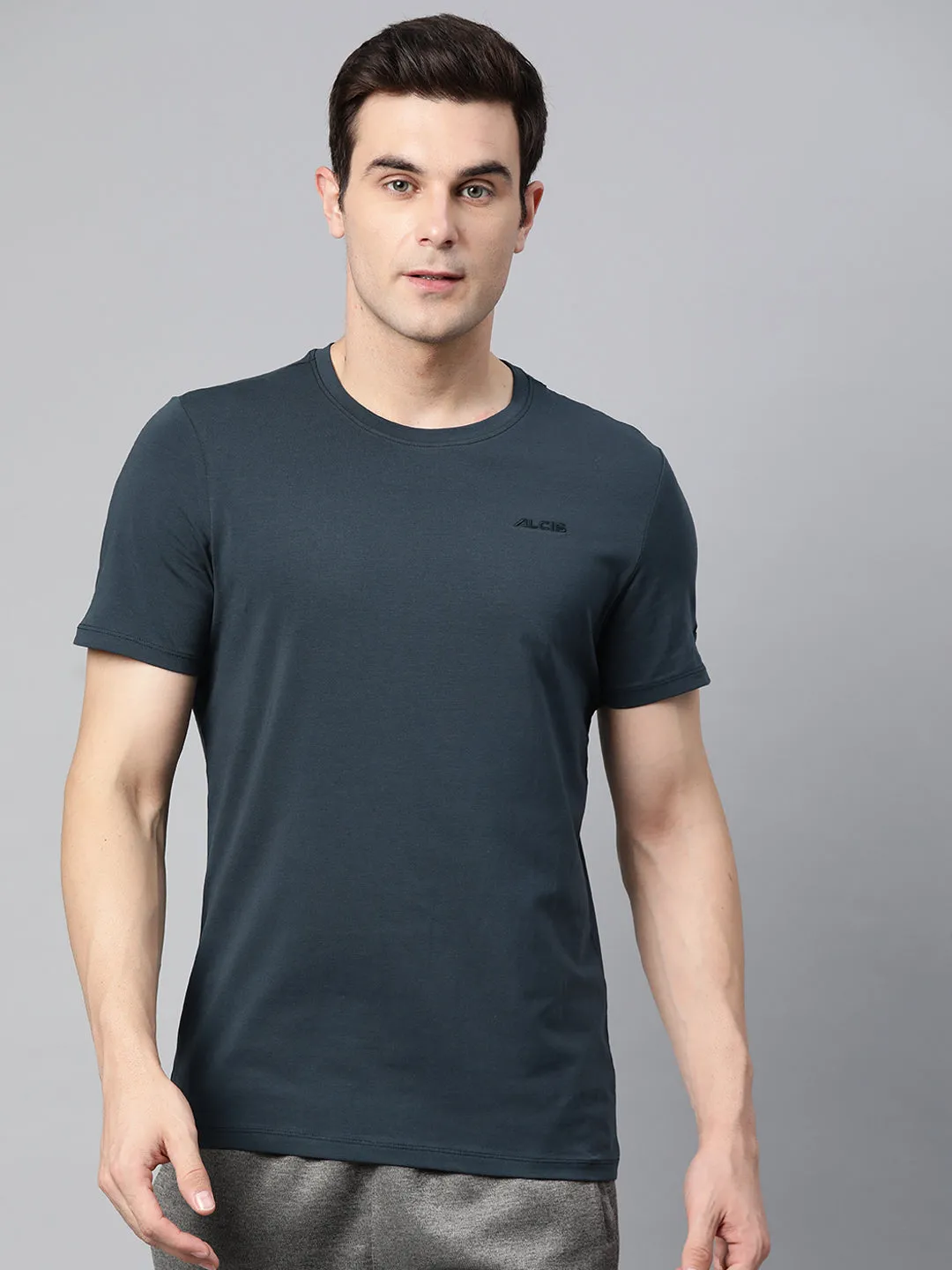 Happy Core Trend Glow Alcis Men Solid Stretchex Slim Fit T-shirt