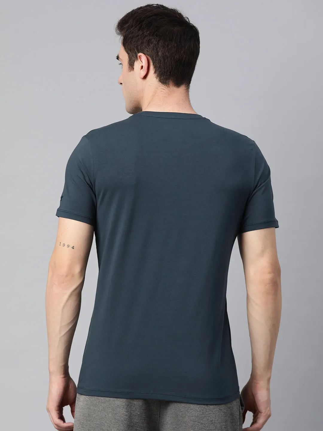 elastic waistband Leader Core Alcis Men Solid Stretchex Slim Fit T-shirt