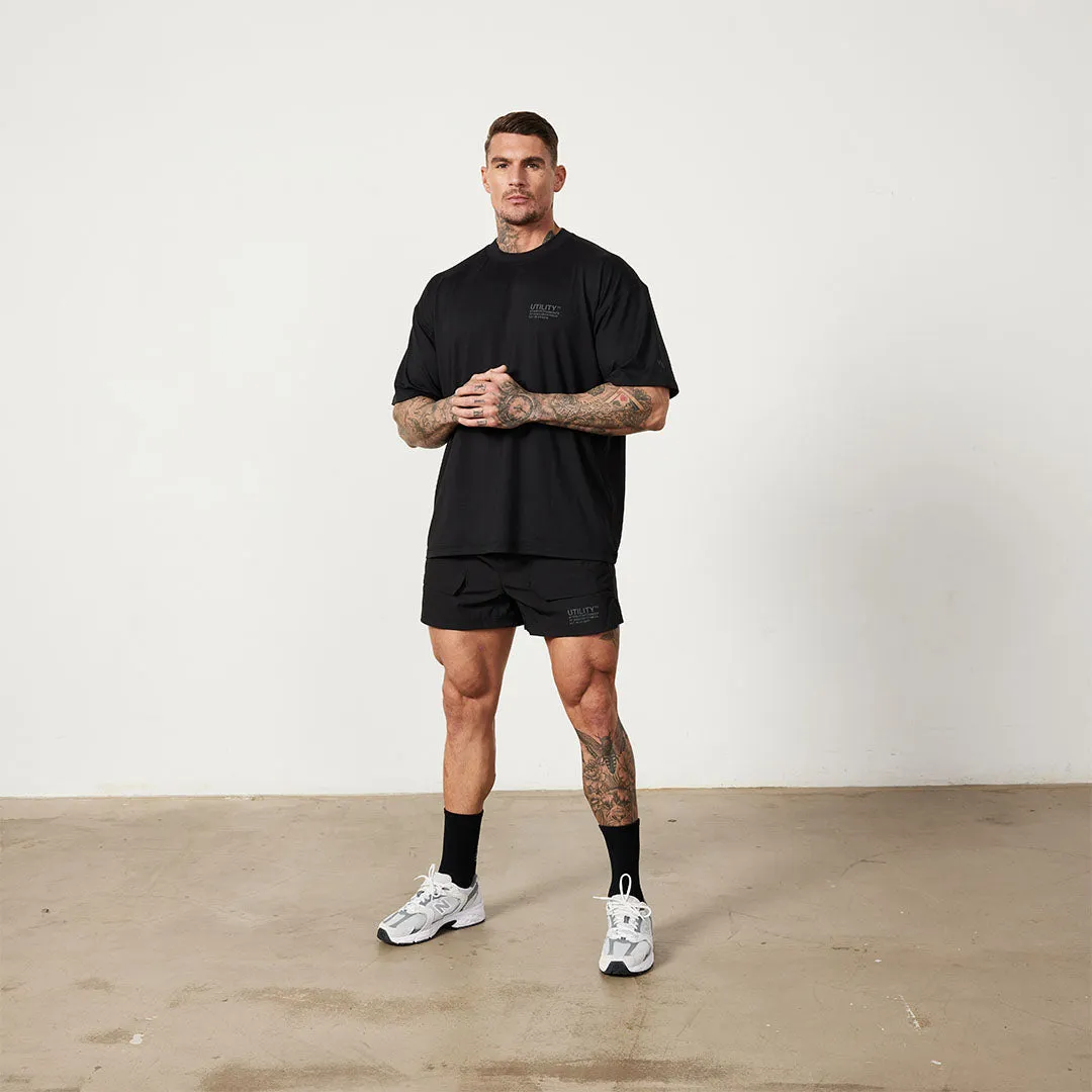 ElasticHem Vanquish Utility Black 4" Shorts