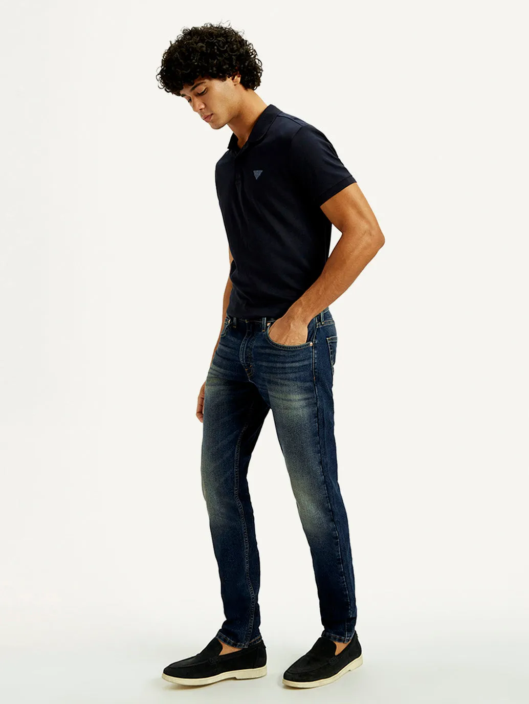 Men's Tinted 512 Med Indigo Slim Tapered Fit Mid Rise Jeans Active Ready Brunch Outfit Night Out