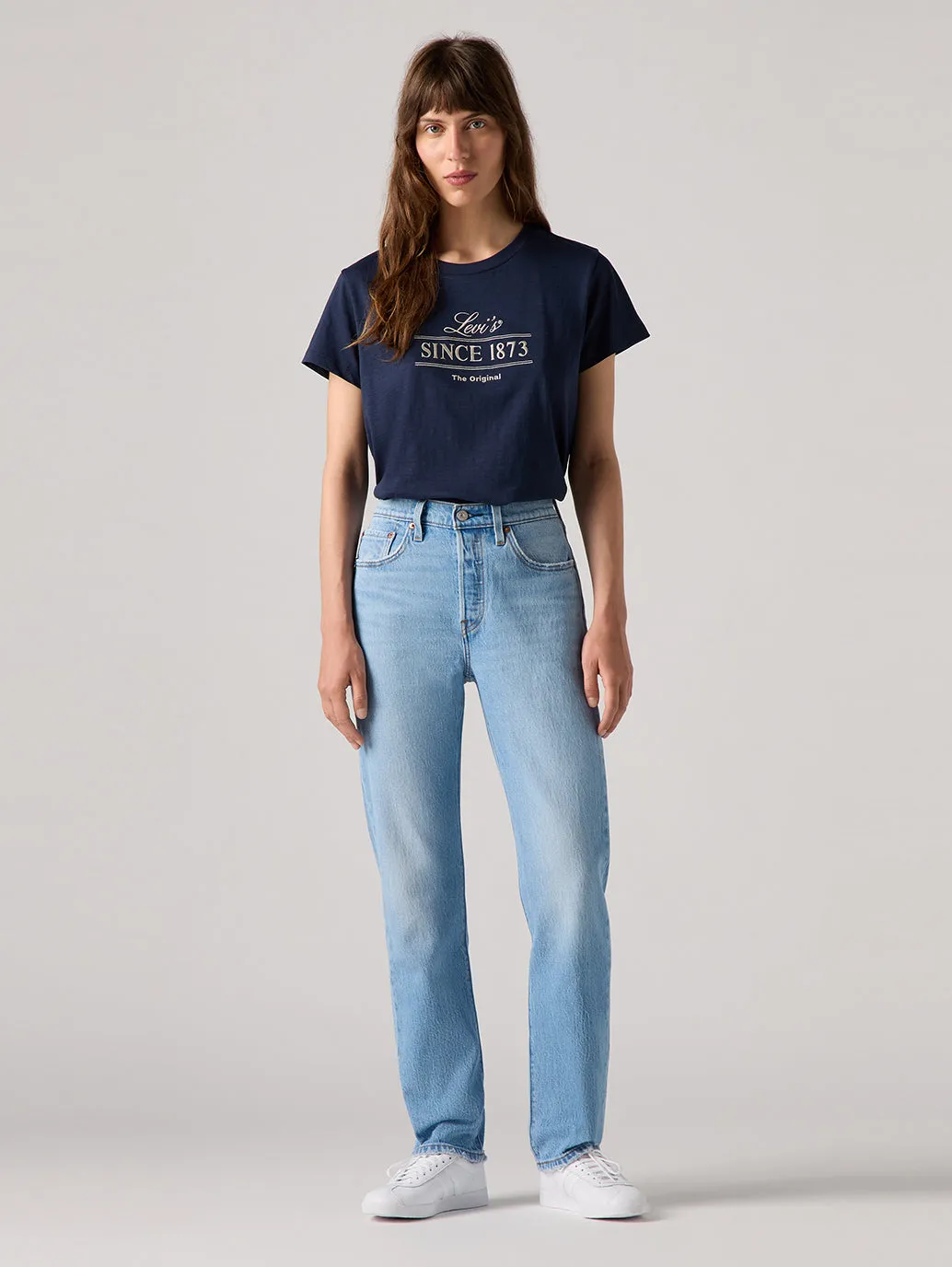 Women's 501 Blue Straight Fit High Rise Jeans Smart Casual Spring Mood Formal