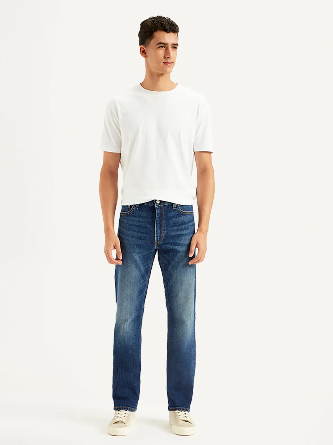Men's 513 Navy Blue Slim Straight Fit Mid Rise Jeans Sustainable Dye Methods