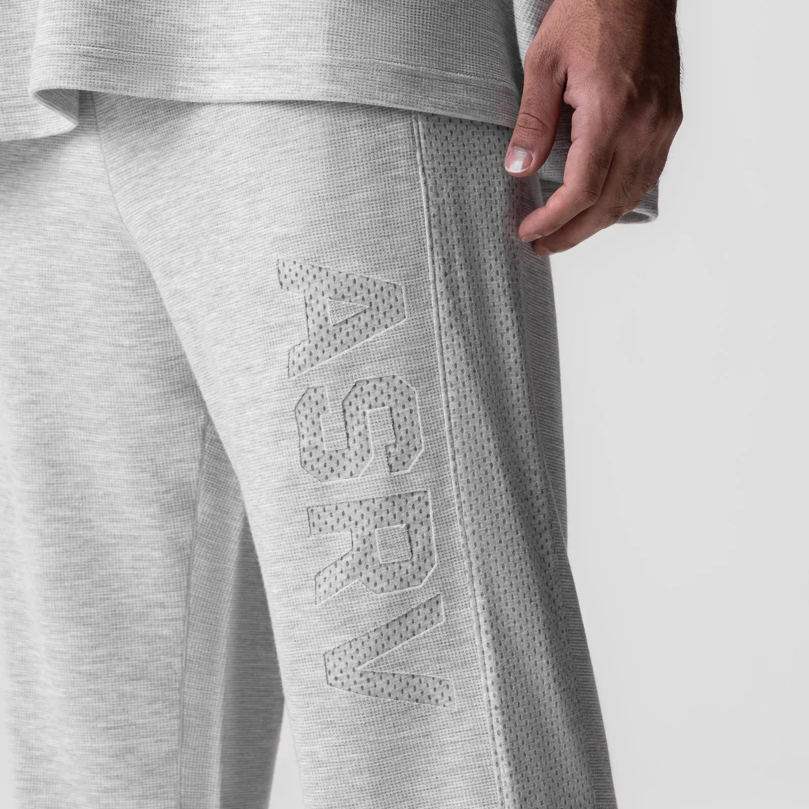 0957. Waffle Knit Relaxed Sweatpant - Heather Grey FourWayStretch Stylish Waistband